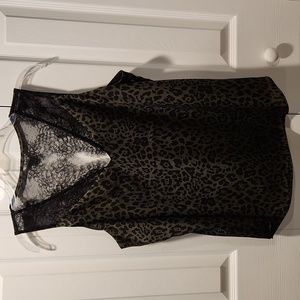 Lace animal print blouse